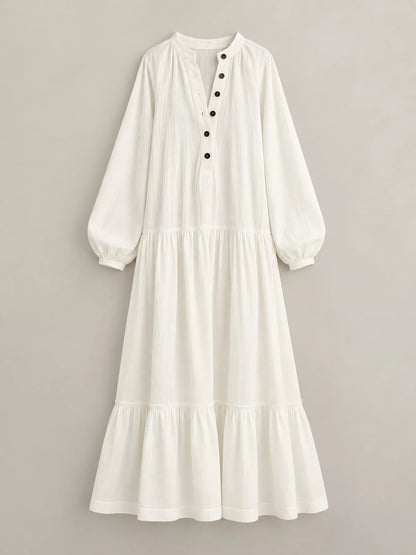 Button Front Tiered Maxi Dress