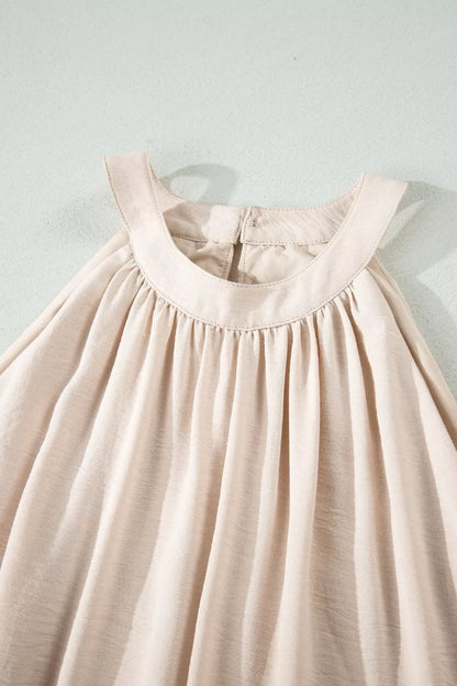 Hollowed Floral Lace Hem Patchwork Loose Halter Summer Dress