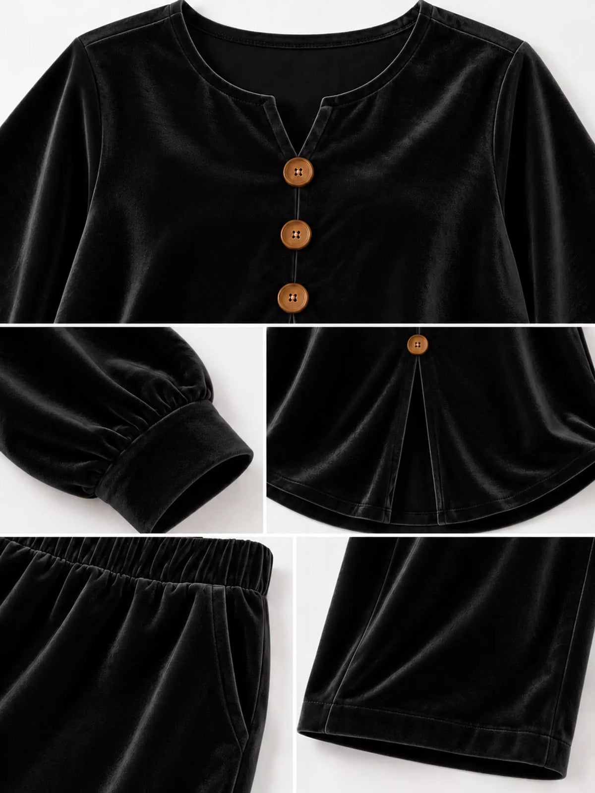Decorative Button Top and Pants Set