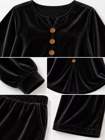 Decorative Button Top and Pants Set