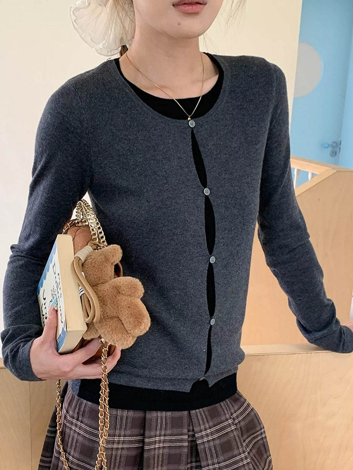 Layered Look Long Sleeve Knit Top