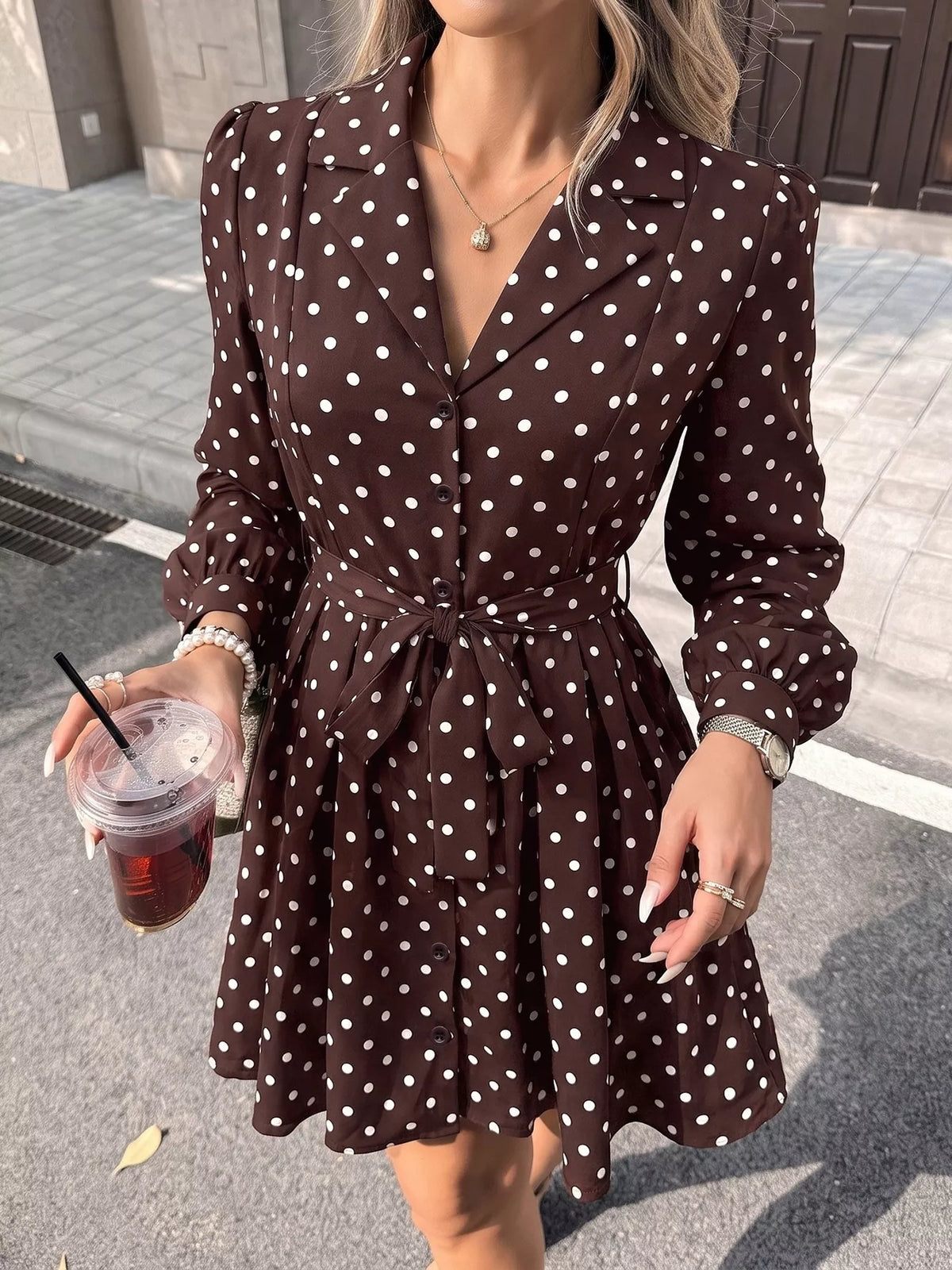 Hedvika's Polka Dot Long Sleeve Shirt Dress