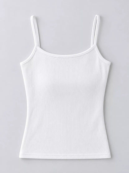 Slim-Fit Ribbed Square Neck Cami Top