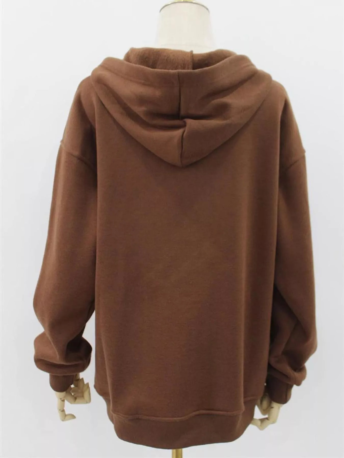 Full Size Zip-Up Dropped Shoulder Hoodie Plus Size