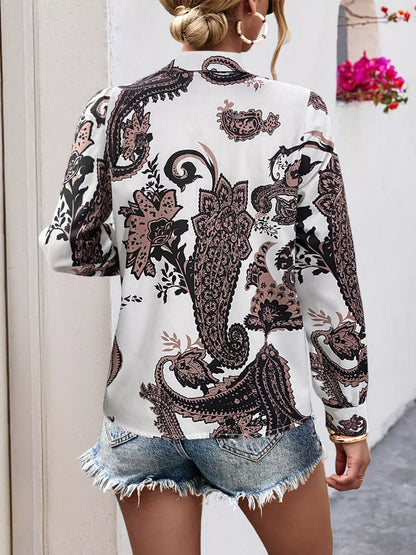 Printed Button-Down Long Sleeve Shirt