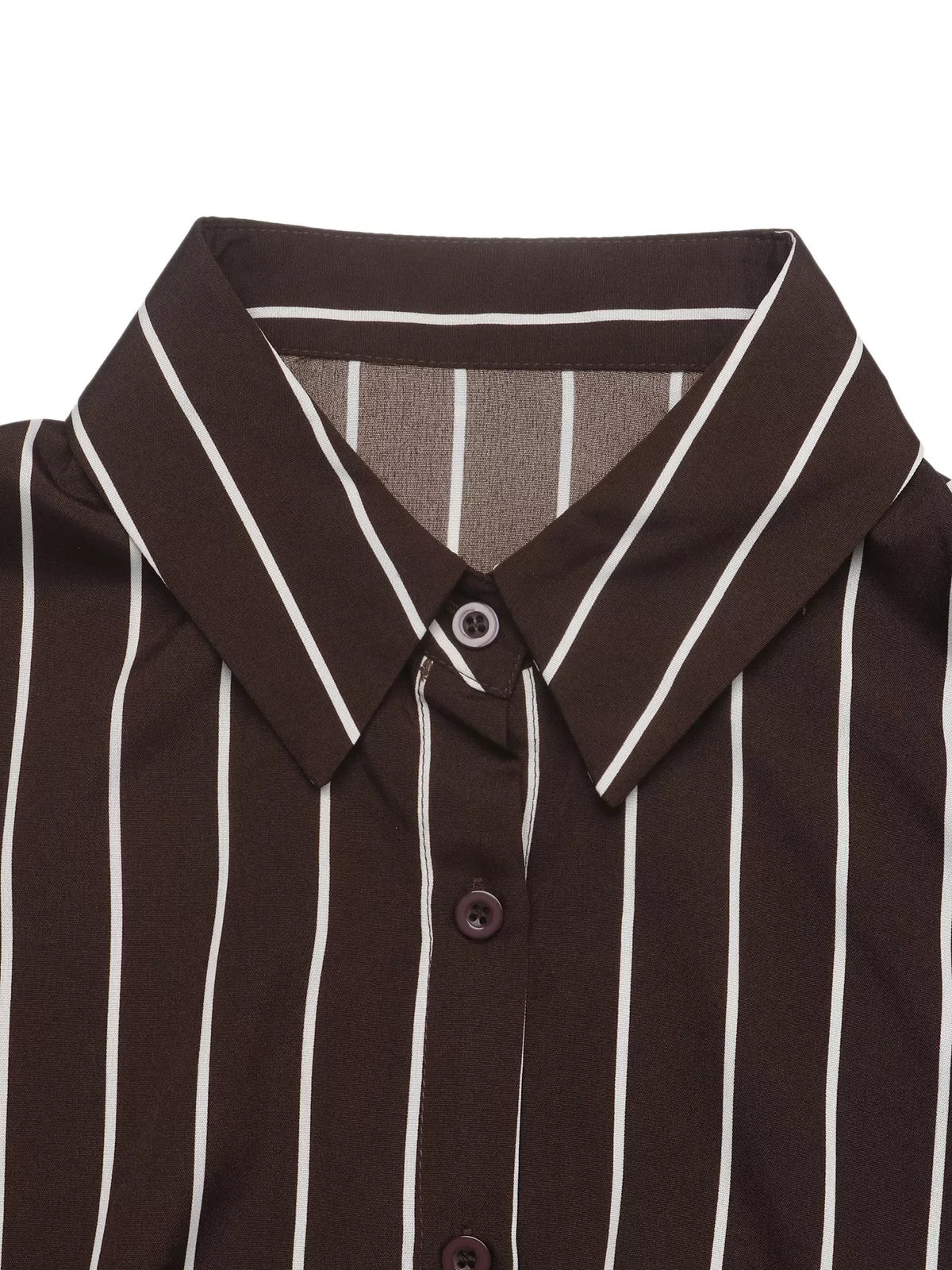 Striped Long Sleeve Belted Shirt Dress