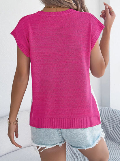 Color Block Cable Knit Sweater