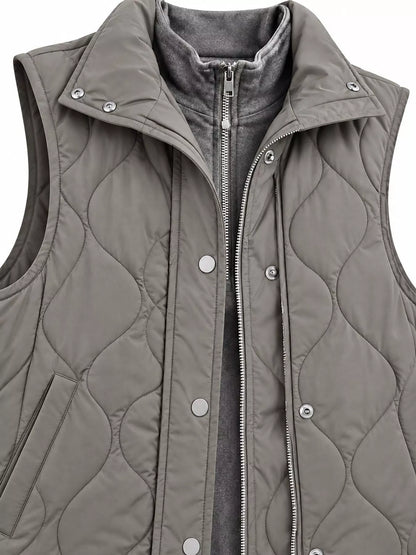 Quilted Snap Button Vest Coat