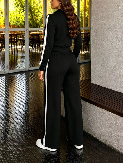 Contrast Zip Up Top and Pants Set