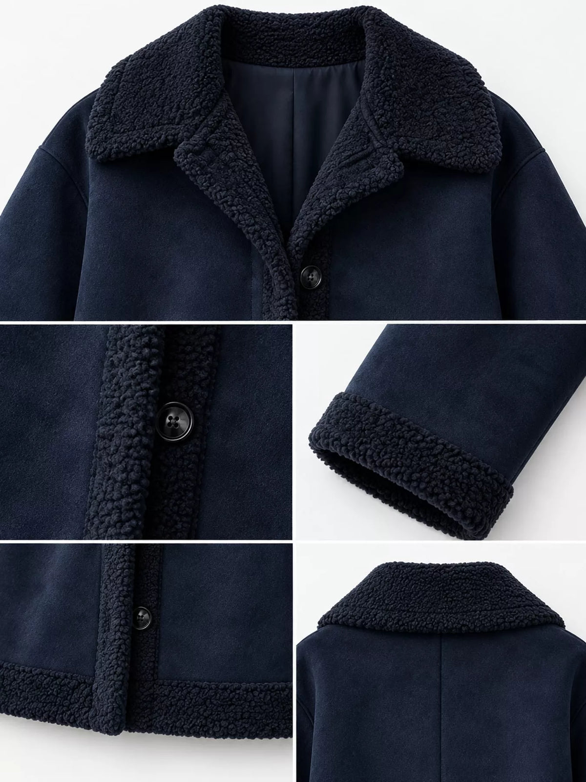 Full Size Cozy Faux Suede Sherpa-Lined Button-Down Jacket Plus Size