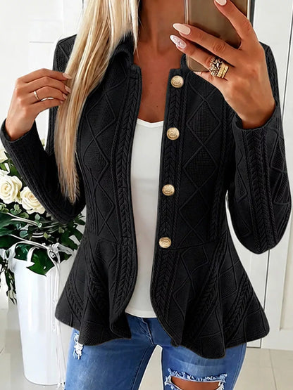Cable-Knit Button Up Cardigan