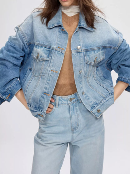 Button Up Dropped Shoulder Denim Jacket