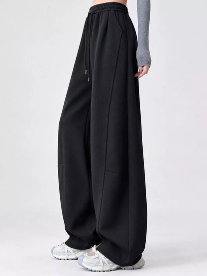 Full Size Drawstring Loose Fit Wide-Leg Sweatpants Plus Size