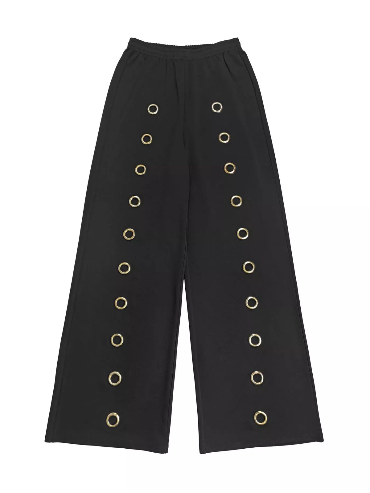 Eyelet Crop Top and Wide-Leg Pants Set