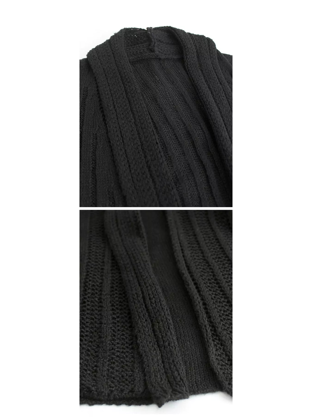 Elegant Ribbed Knit Open Front Flared Cardigan