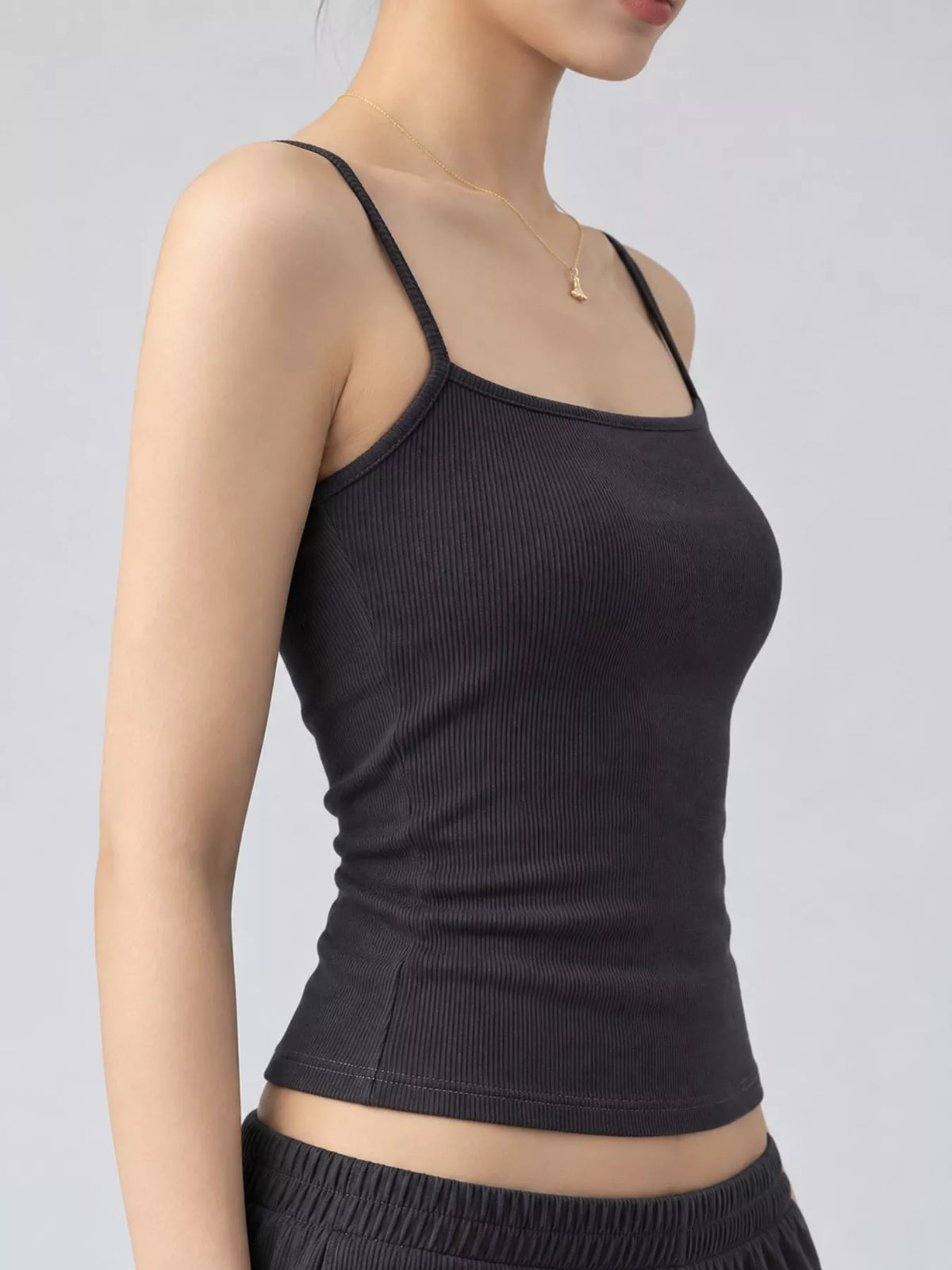 Slim-Fit Ribbed Square Neck Cami Top