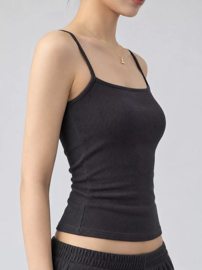 Slim-Fit Ribbed Square Neck Cami Top