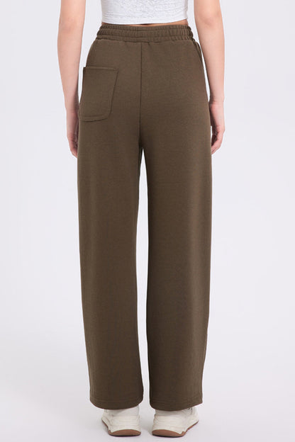 Basic Bae Elastic Waist Straight Leg Pants With Pockets
