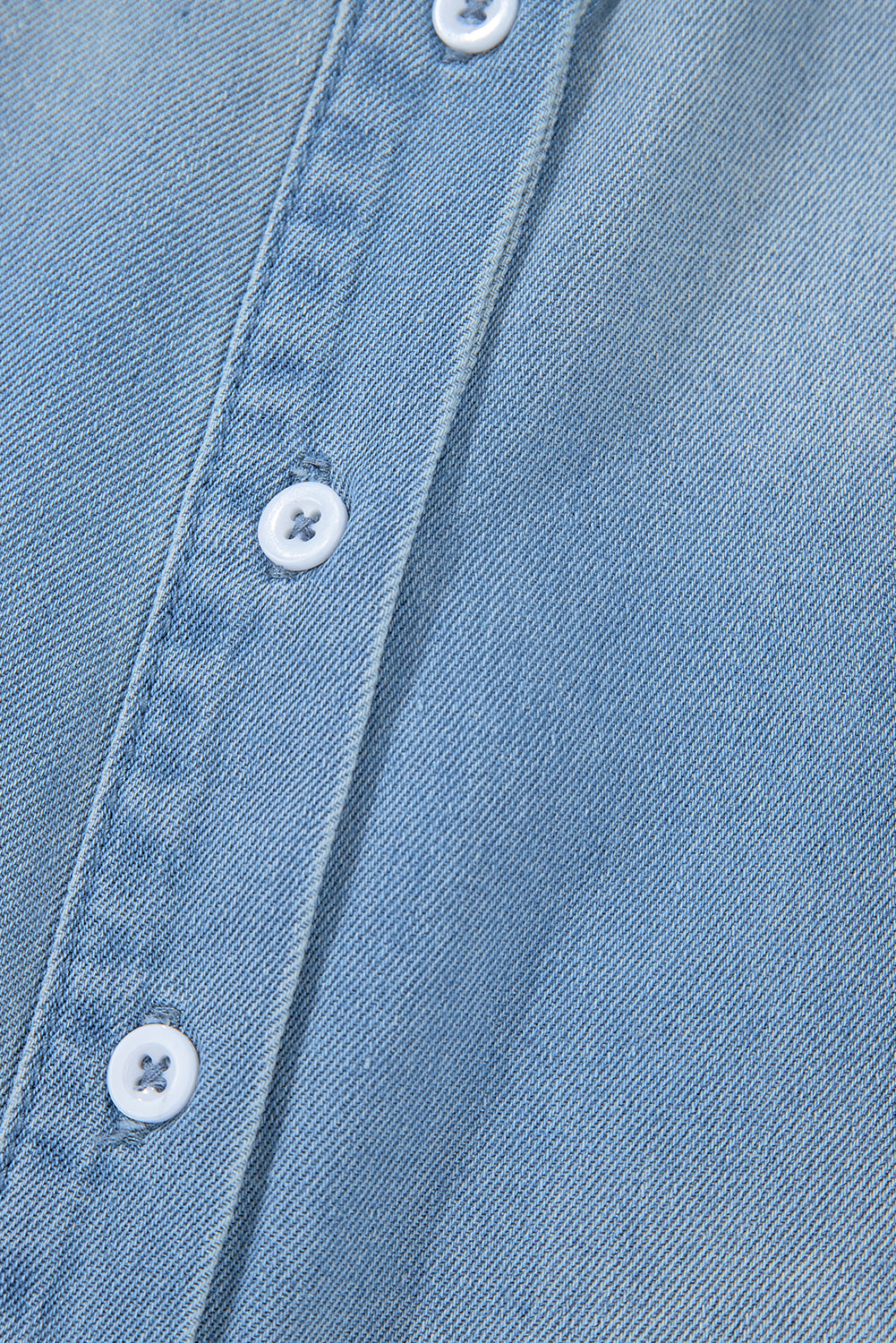 Beau Blue Washed Raw Hem Denim Shirt Dress