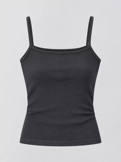 Slim-Fit Ribbed Square Neck Cami Top