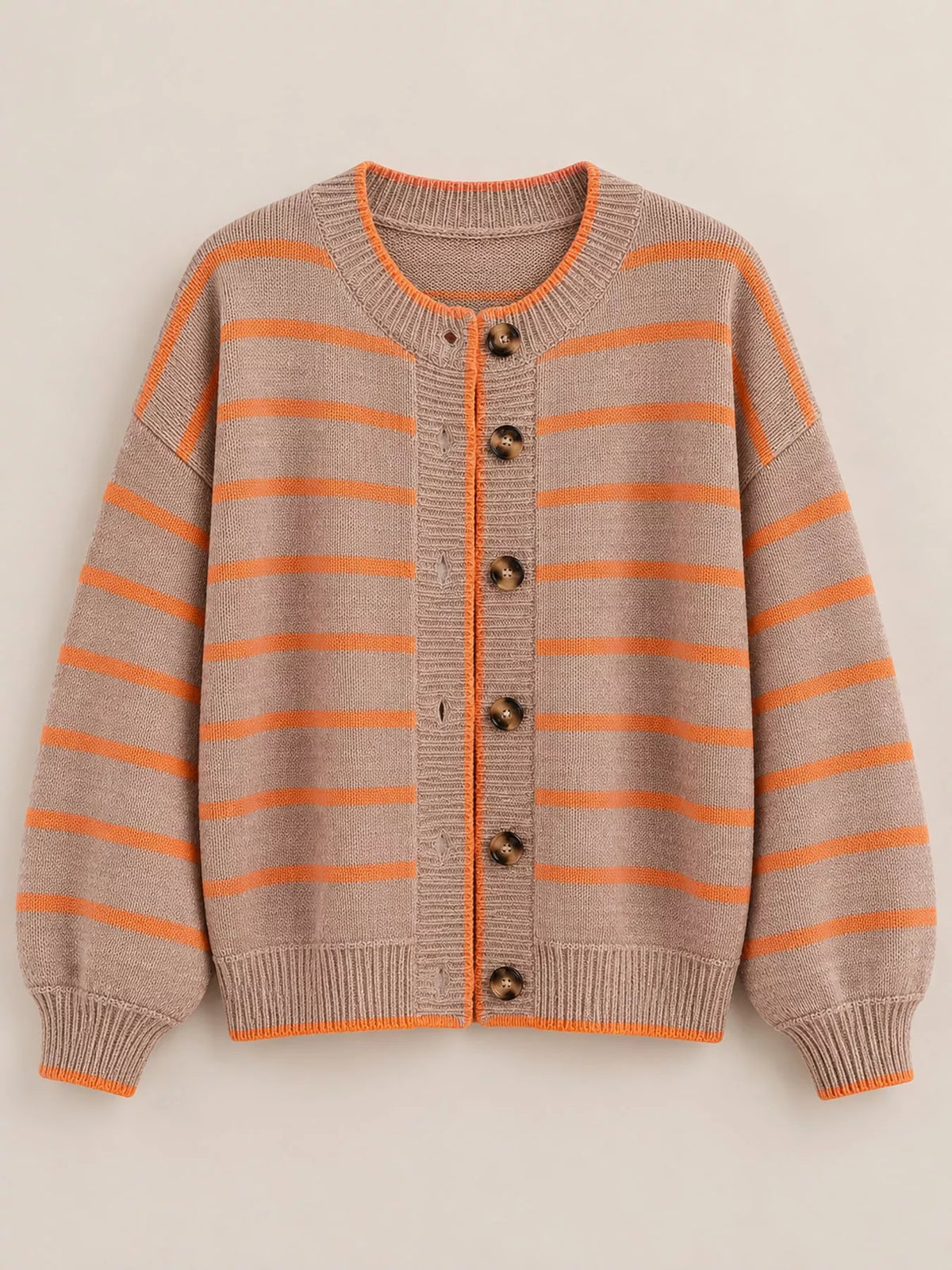 Striped Knit Cardigan for Women – Relaxed Button-Down Sweater