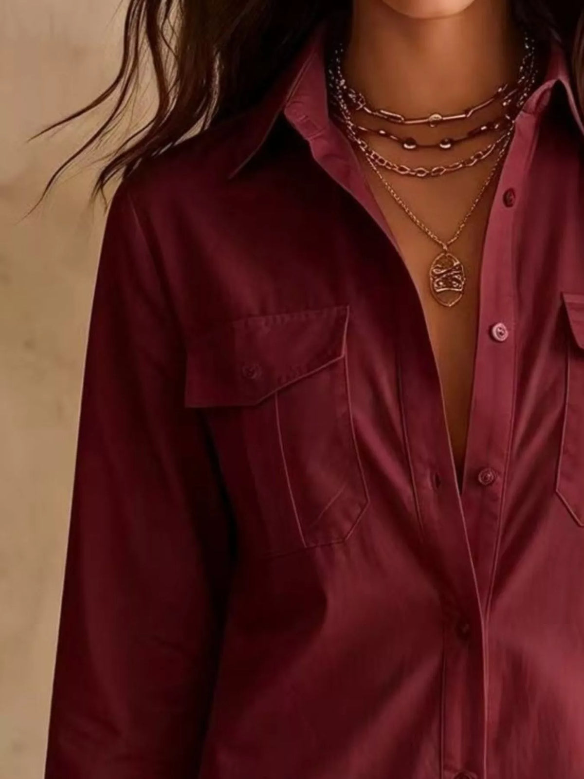 Button-Down Shirt Dress with Lace Trim