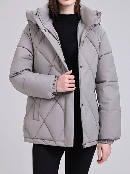 Quilted Waist Belt Hooded Puffer Outerwear