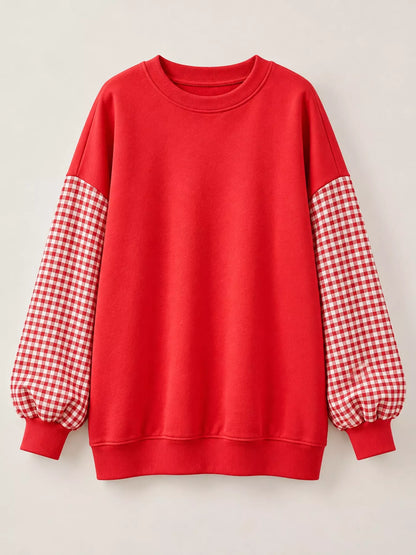 Plaid Dropped Shoulder Sweatshirt
