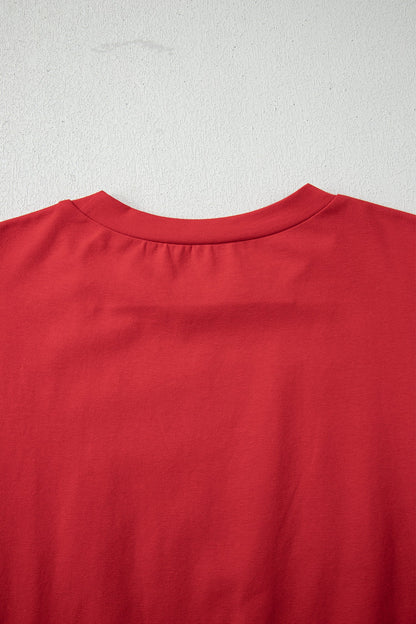 Fiery Red Stars Stripes Short Puff Sleeve Top