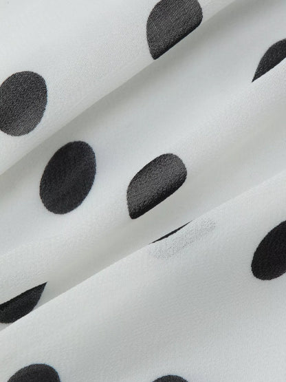 Polka Dot Halter Neck Ruffle Dress