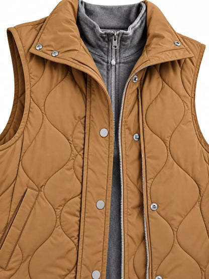 Quilted Snap Button Vest Coat