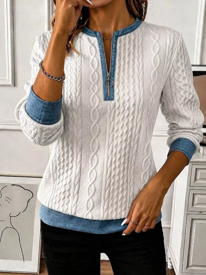 Plus Size Cable-Knit Quarter-Zip Sweatshirt