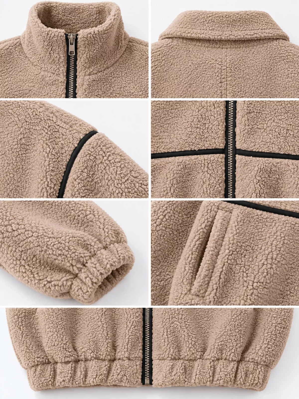Stand Collar Cozy Sherpa Fleece Zip-Up Jacket