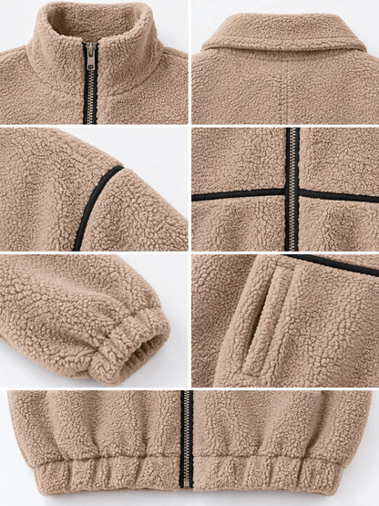 Stand Collar Cozy Sherpa Fleece Zip-Up Jacket