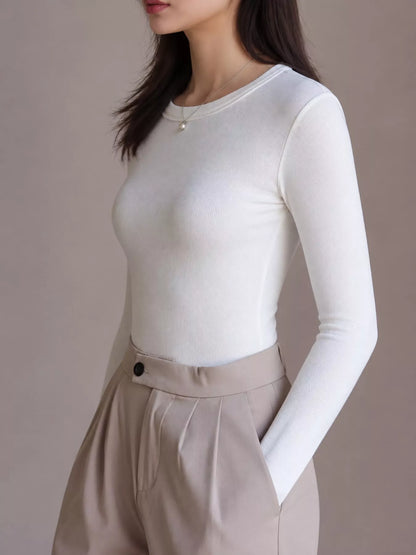 Minimalist Slim-Fit Long Sleeve Crew Neck T-Shirt