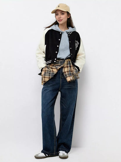 Contrast Sleeve Snap Down Jacket