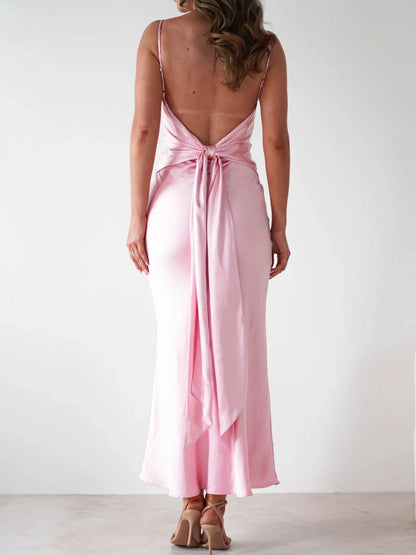 Satin Backless Cami Dress