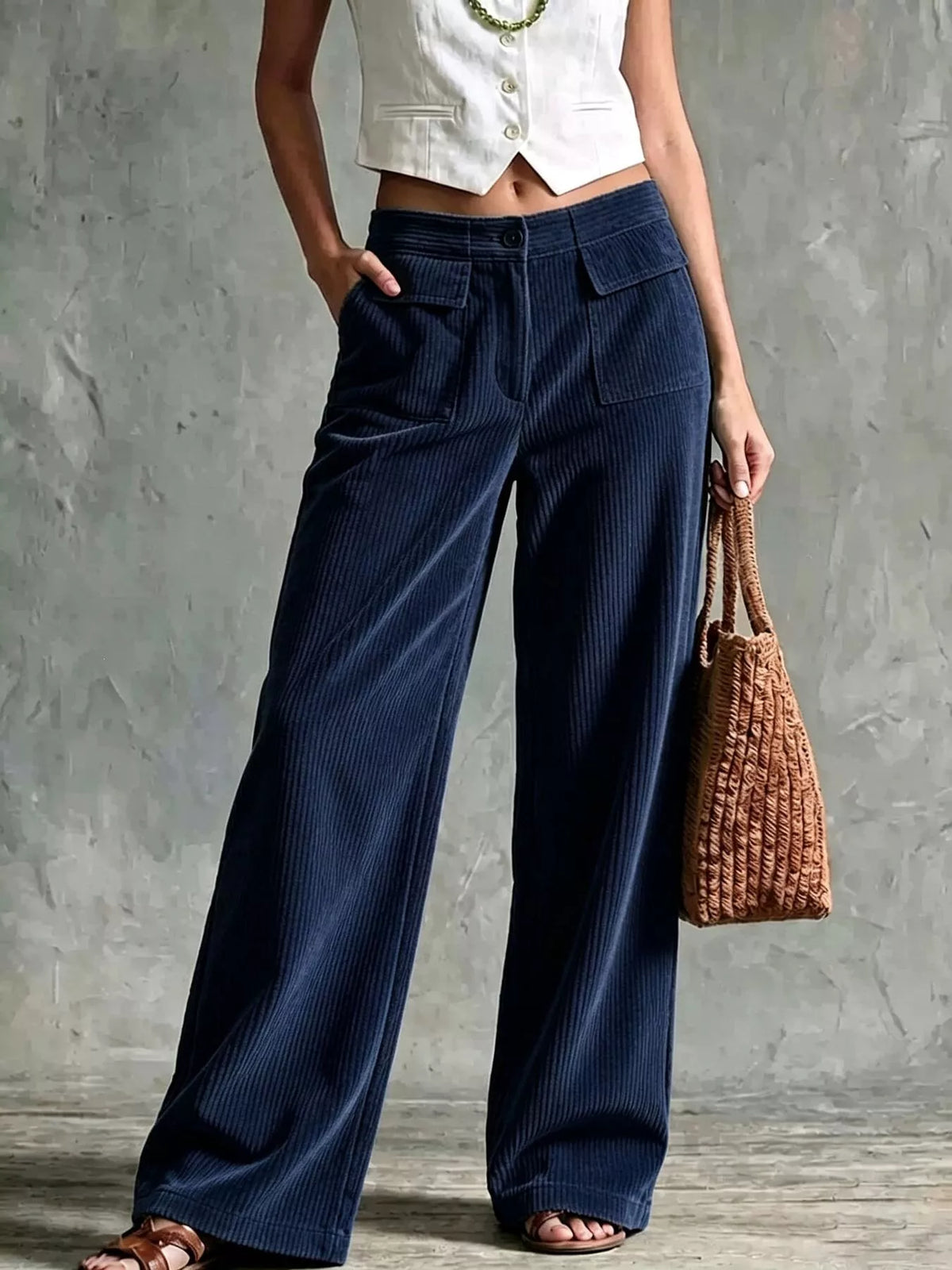 Plus Size Wide-Leg Corduroy Pants