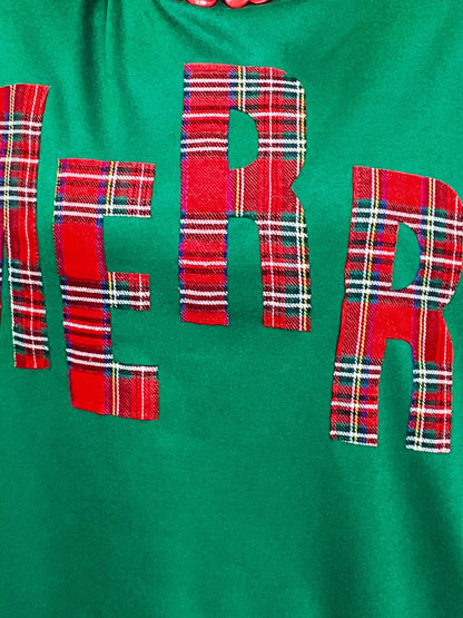 Plaid Letter Graphic Round Neck Sweatshirt