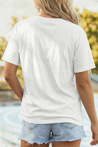 White Sequin Pickleball Graphic Casual T Shirt