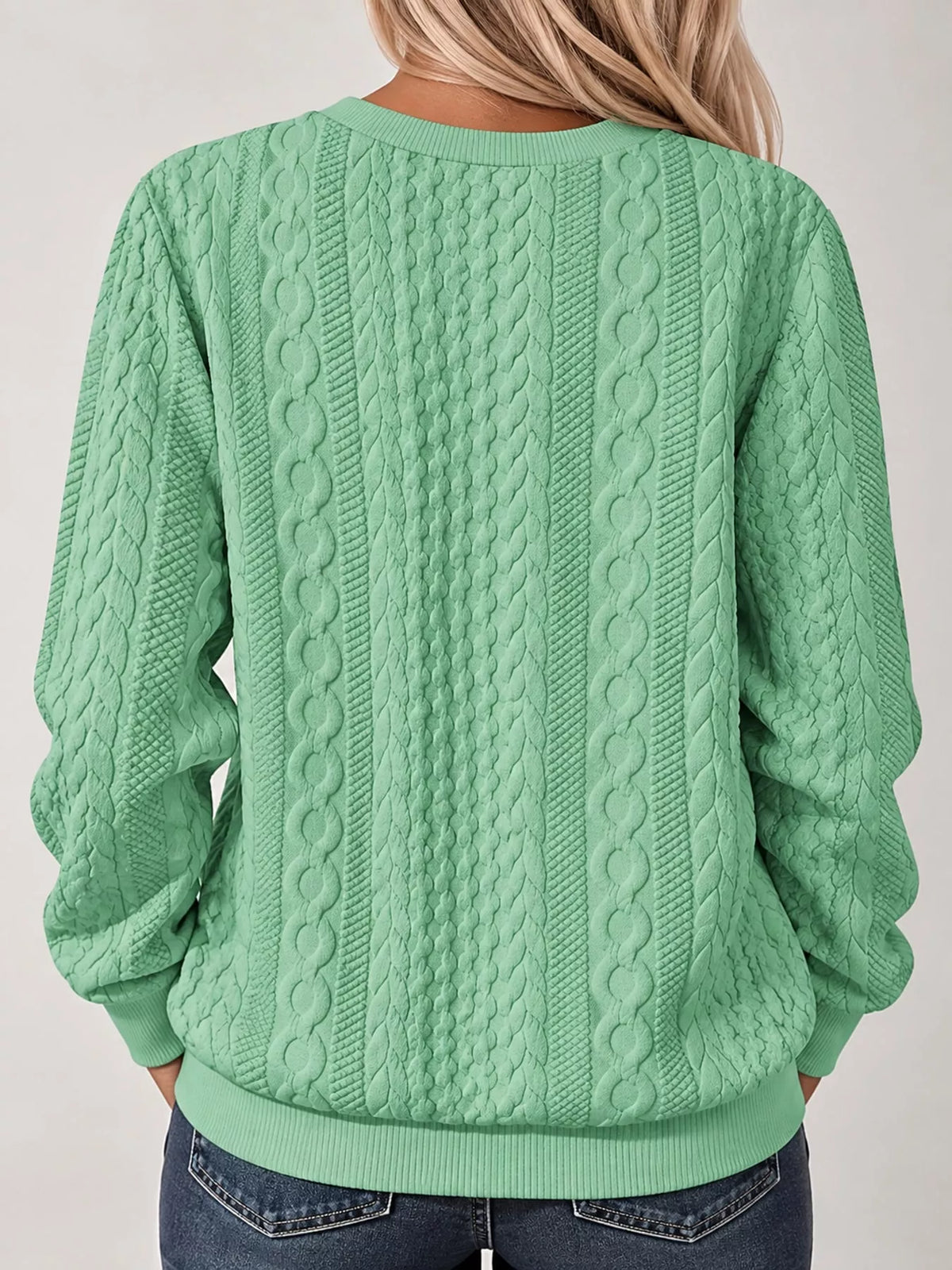 Full Size Quarter-Zip Cable Knit Sweatshirt Plus Size