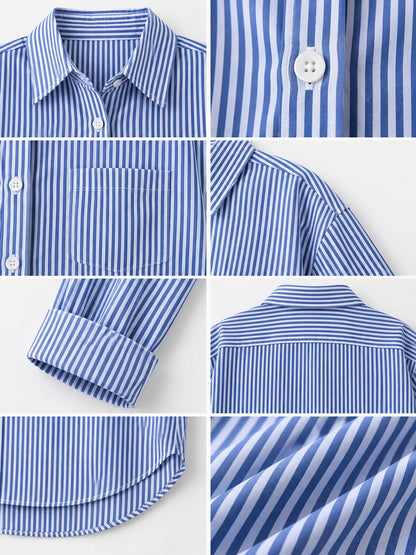 Full Size Striped Button-Down Long Sleeve Shirt Plus Size