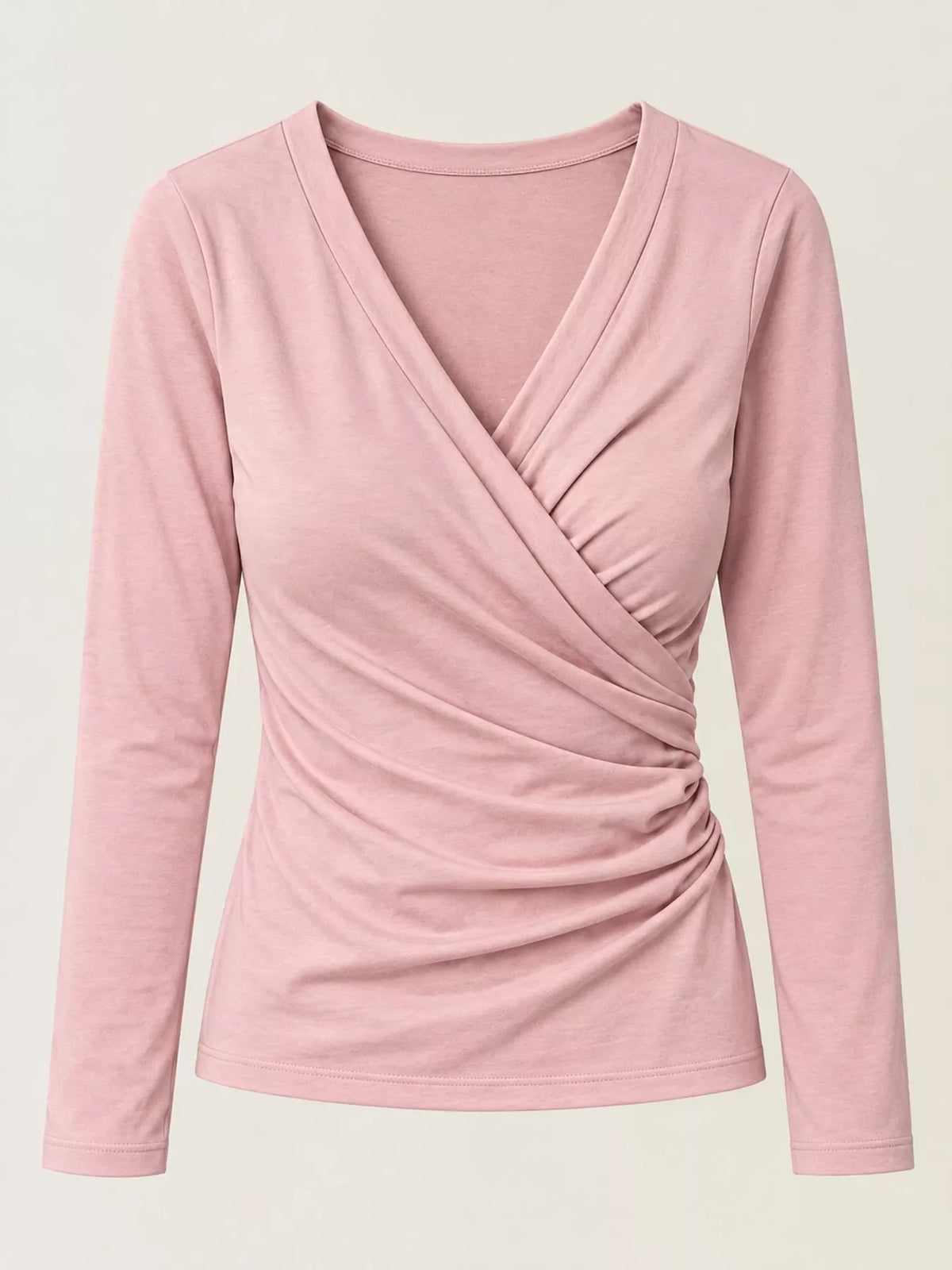 Full Size Surplice Long Sleeve T-Shirt Plus Size