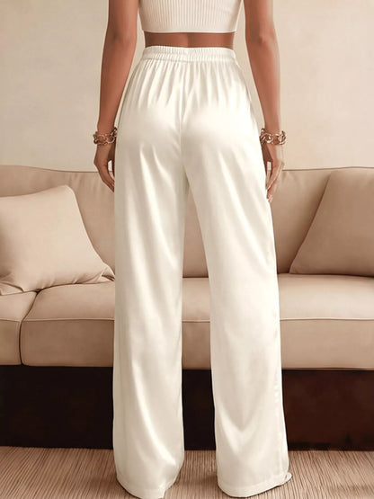 Lace Waist Wide Leg Pants