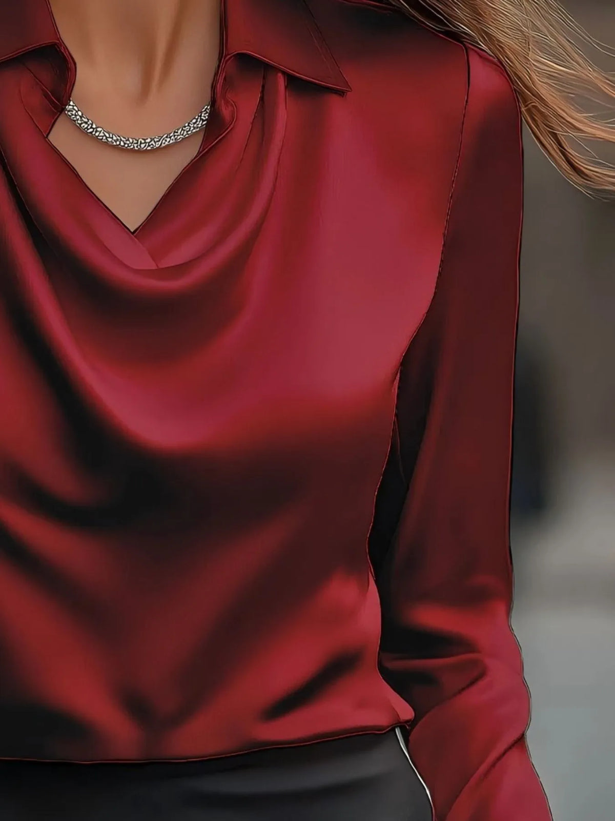 Full Size Long Sleeve Blouse With Collar Plus Size