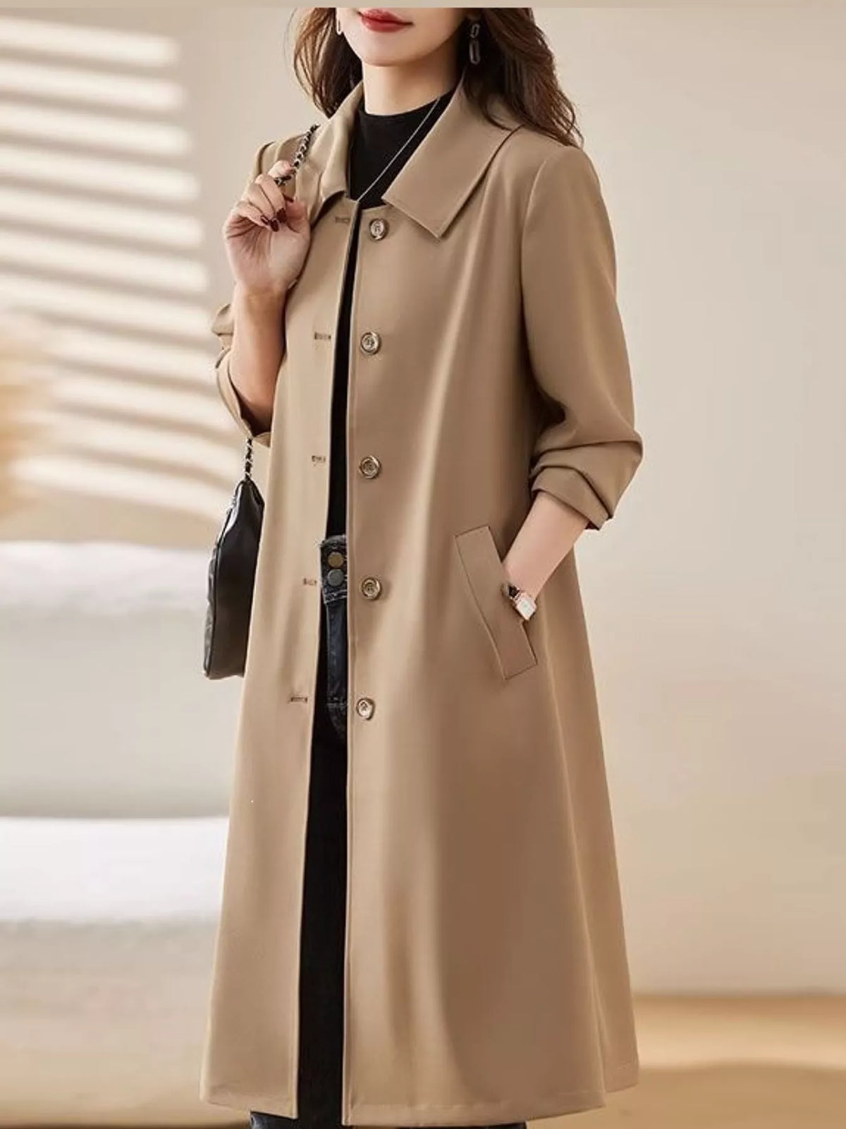 Plus Size Button Up Longline Coat