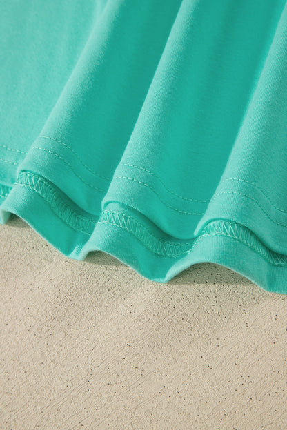 Mint Green Casual Plain Crew Neck Tee
