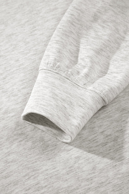 Light Grey Solid Color Zip Front Jacket Style Sweatshirt