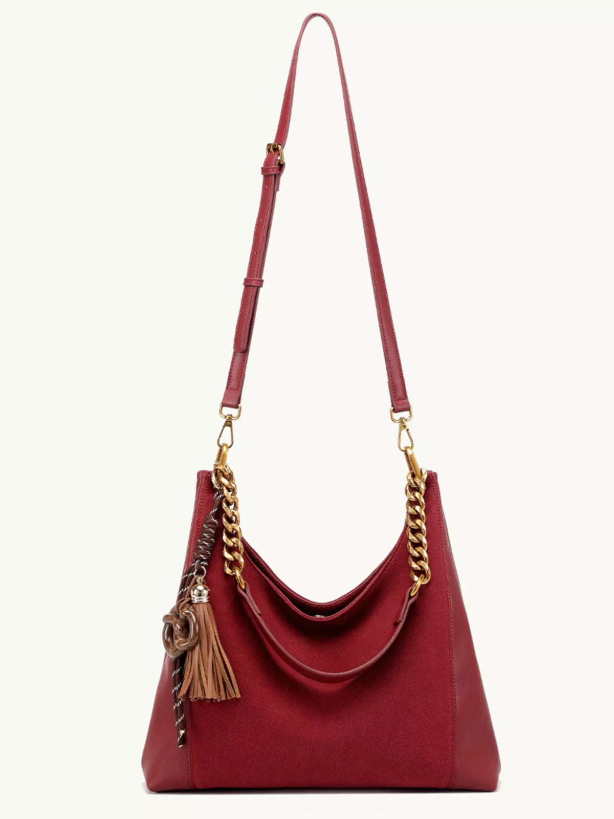Chain Strap Tassel Charm Shoulder Bag