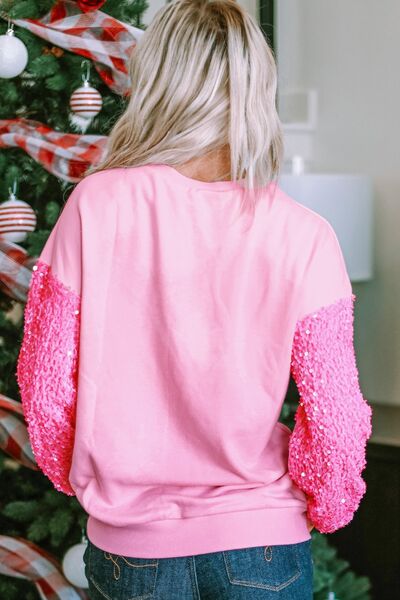 | LOVE Heart Sequin Dropped Shoulder Sweatshirt